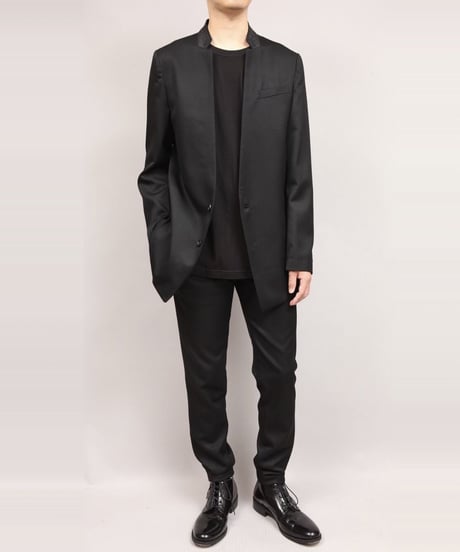 WOOL TWILL TAPERED PANTS/BLACK