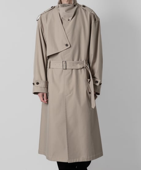 stand collar single trench coat/BEIGE