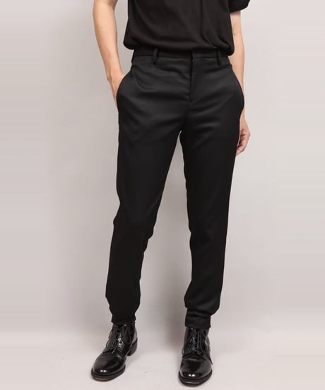 WOOL TWILL TAPERED PANTS/BLACK