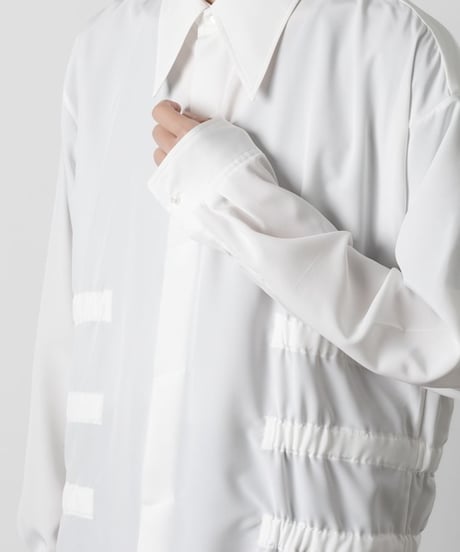 OVERSIZED SHIRRING SHIRTS/WHITE