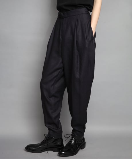 2 TUCK TAPERED TRI-ACETATE PANTS/NAVY