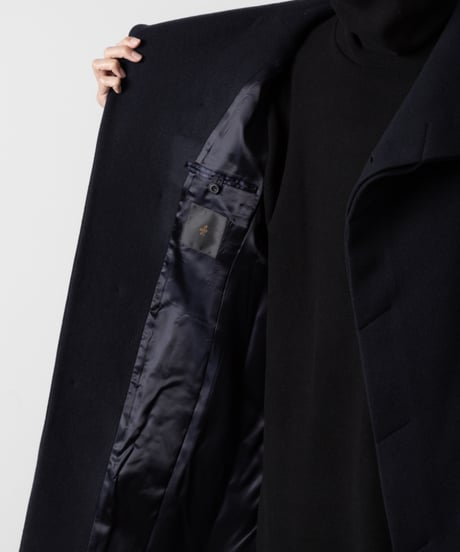 ENGLAND LAMB MELTON STAND COLLAR COAT/NAVY