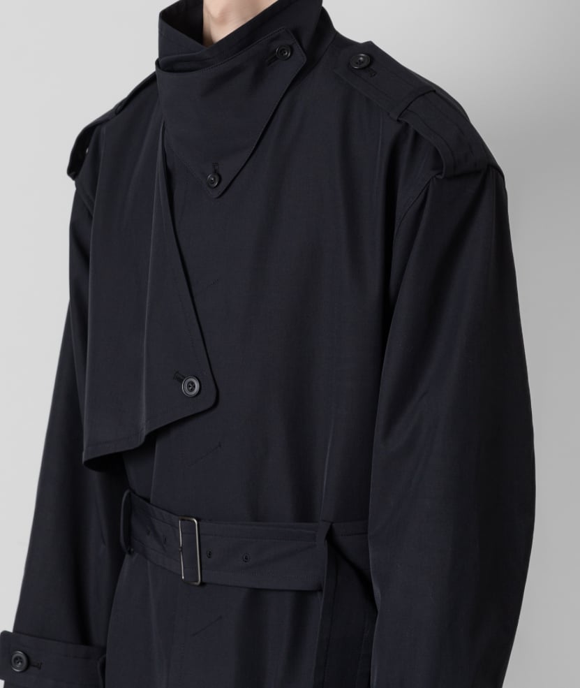 stand collar single trench coat/BLACK | ato AOYAMA