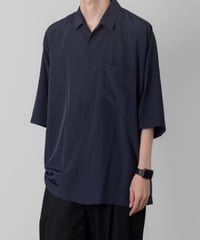 Crepe de Chine OPEN COLLAR SHIRTS/NAVY