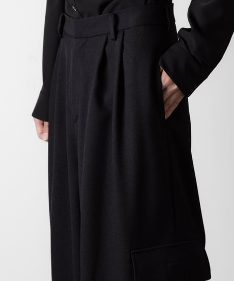 DOUBLE POCKET WIDE PANTS/BLACK