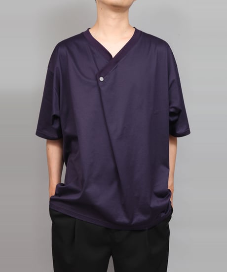 DRAPE V-NECK T-SHIRT/PURPLE