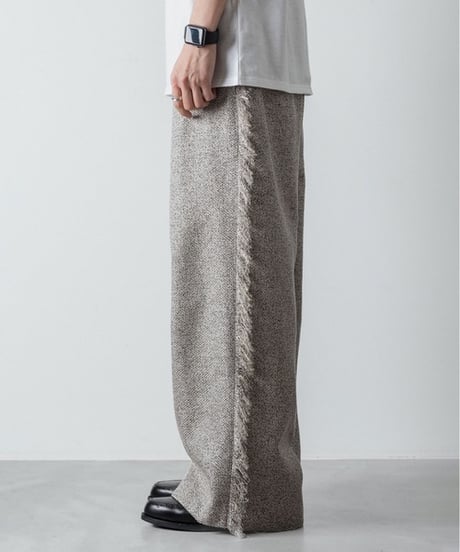 WIDE FRINGE PANTS/GRAY