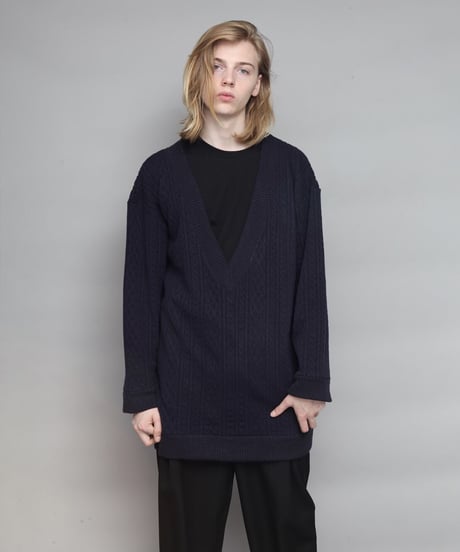 DEEP V-NECK LONG JERSEY/NAVY