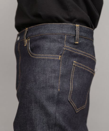 STRETCH DENIM SARROUEL PANTS/NAVY