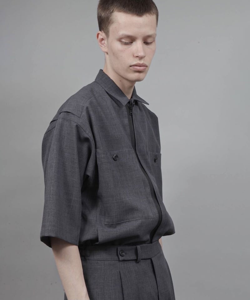 ENZO BLUES ♥ Basic 3/4 sleeve shirt / 追跡付 zipup short sleeve shirt/D.GRAY | ato AOYAMA