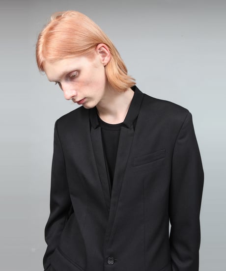 HOLLOW COLLAR JACKET/BLACK
