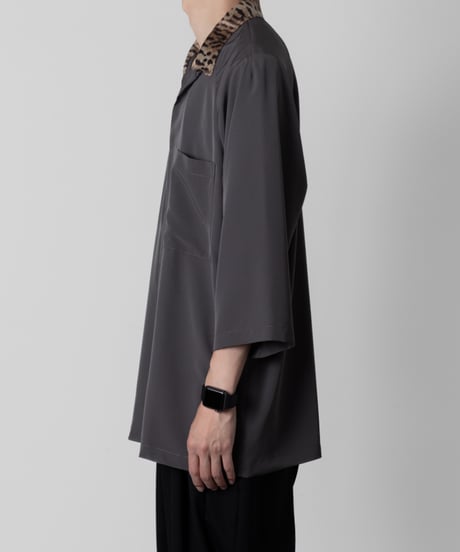 leopard print collar shirts/GRAY