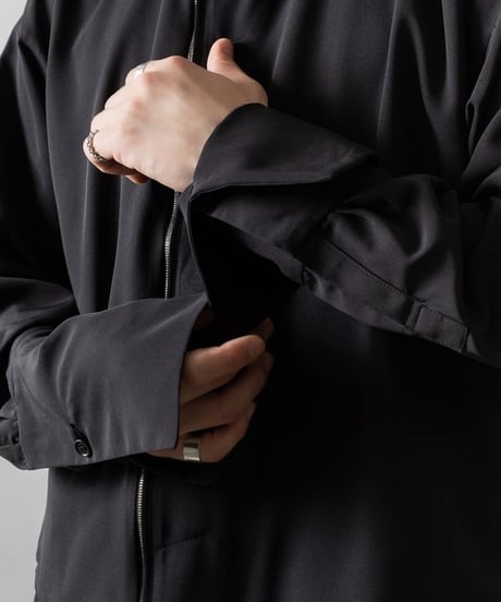 DOUBLE CUFFS HOOD ZIP SHIRT/BLACK