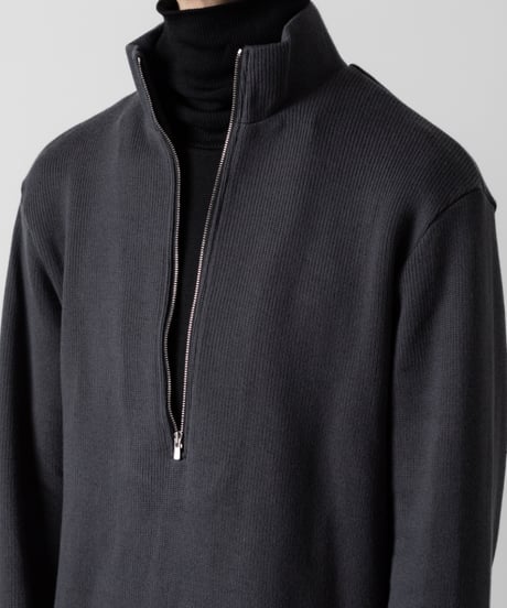 STAND COLLAR ZIP PULLOVER/CHARCOAL