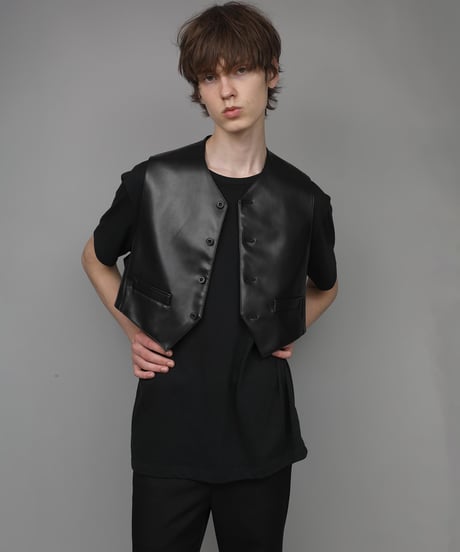 SYNTHETIC LEATHER VEST/BLACK