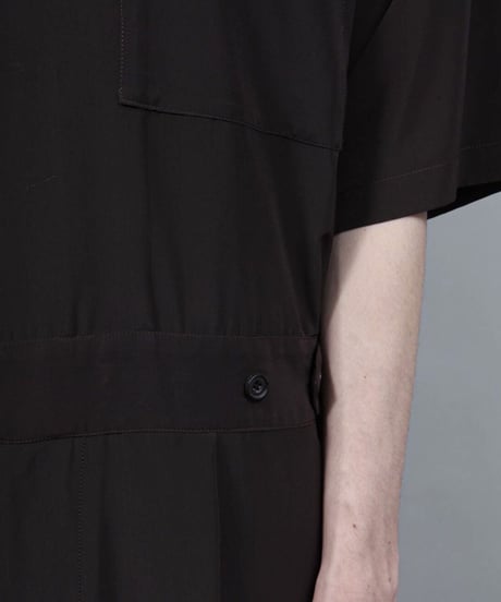 short sleeved jumpsuit/D.BROWN