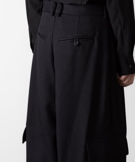 DOUBLE POCKET WIDE PANTS/BLACK