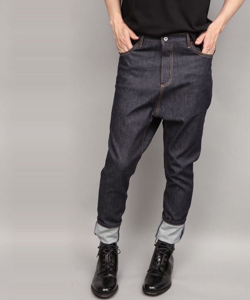 STRETCH DENIM SARROUEL PANTS/NAVY | ato onlines