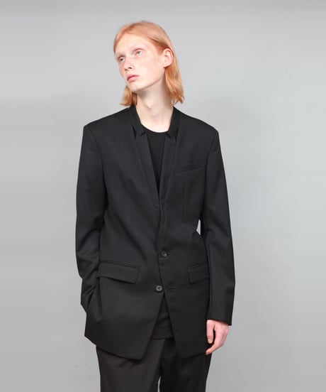 HOLLOW COLLAR JACKET/BLACK