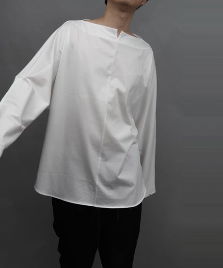 60/2 T-CLOTH SLIT BOAT NECK T-SHIRT/WHITE