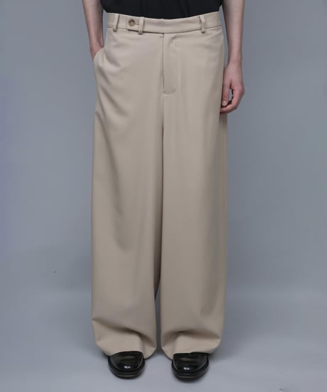 RECYCLE POLYESTER WIDE PANTS/BEIGE