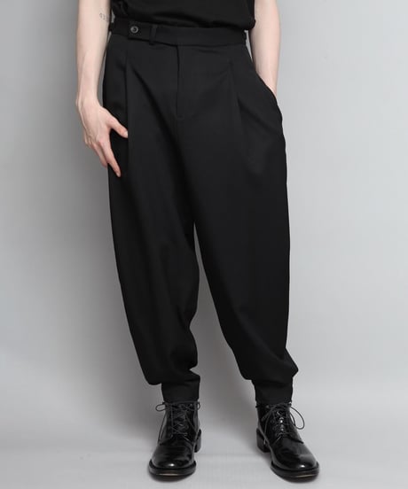 WOOL 2TACK TAPERD PANTS/BLACK