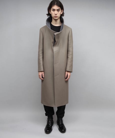 STAND COLLAR COAT/D.BEIGE