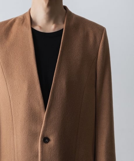 SINGLE CHARME NO-COLLAR COAT/BEIGE