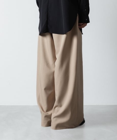 RECYCLE POLYESTER WIDE PANTS/BEIGE