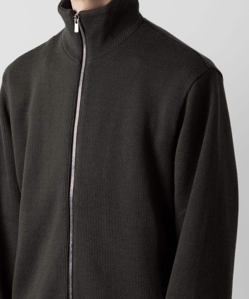 STAND COLLAR ZIP CARDIGAN/KHAKI | ato AOYAMA