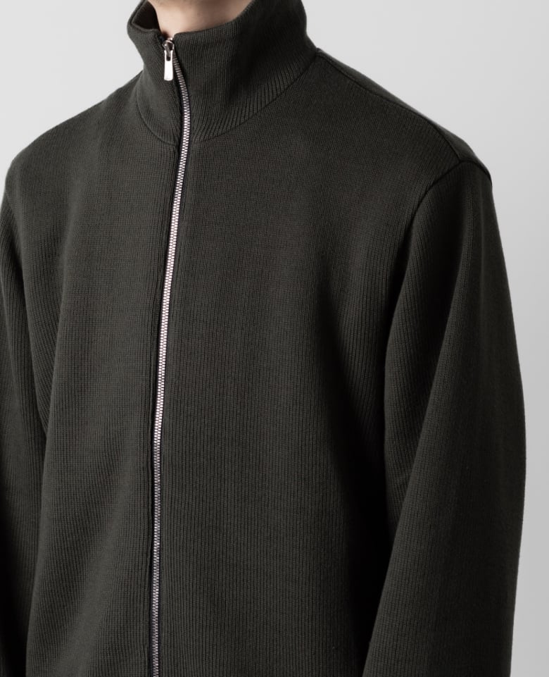 STAND COLLAR ZIP CARDIGAN/KHAKI | ato AOYAMA