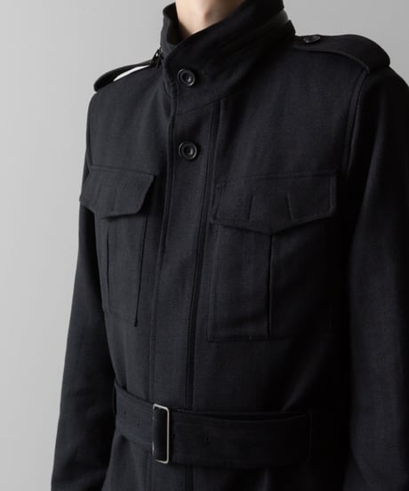 STAND COLLAR MILITARY COAT/BLACK