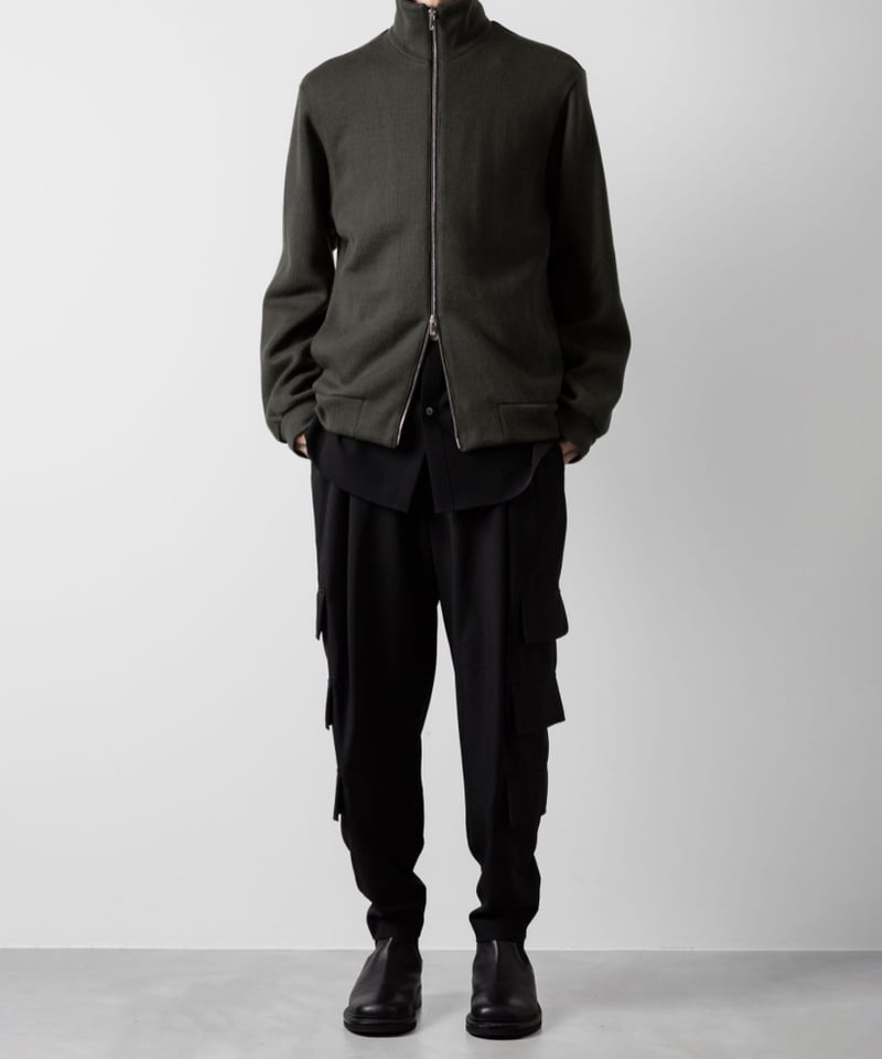 新品 ato 24AW STAND COLLAR ZIP CARDIGAN STAND COLLAR ZIP CARDIGAN/KHAKI | ato AOYAMA