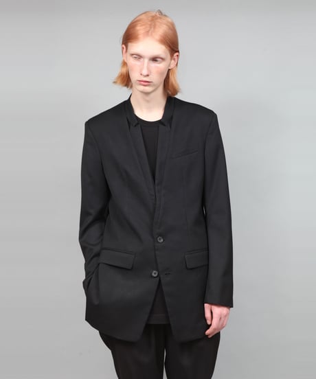 HOLLOW COLLAR JACKET/BLACK