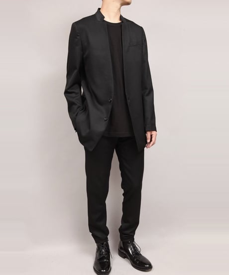 WOOL TWILL TAPERED PANTS/BLACK