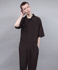 short sleeved jumpsuit/D.BROWN