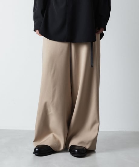 RECYCLE POLYESTER WIDE PANTS/BEIGE
