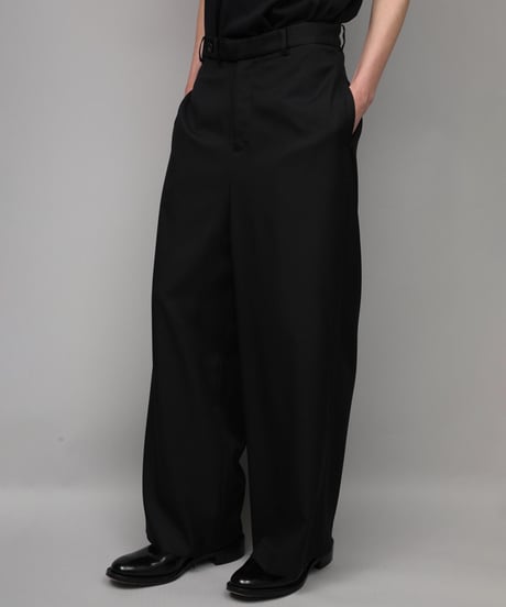 RECYCLE POLYESTER WIDE PANTS/BLACK