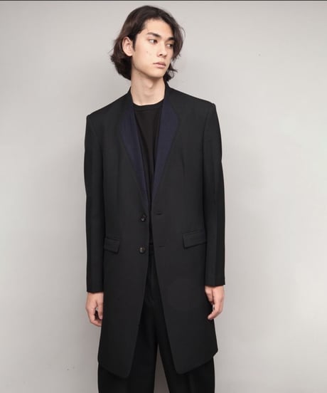 color cloth long jacket/BLACK