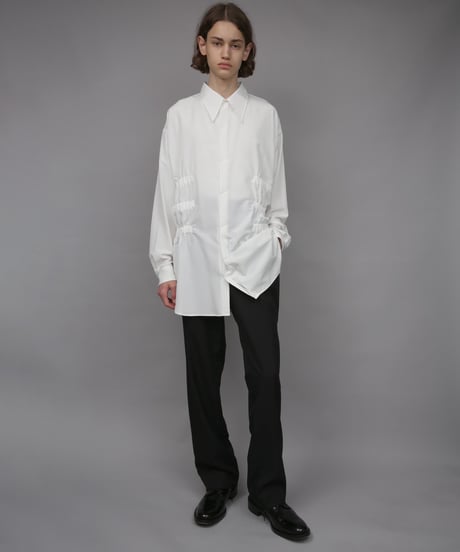 OVERSIZED SHIRRING SHIRTS/WHITE