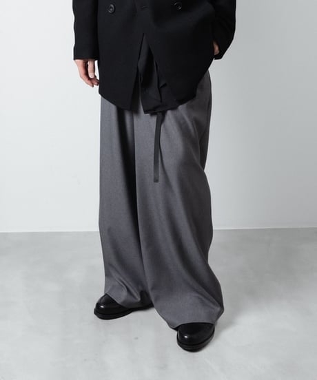 RECYCLE POLYESTER WIDE PANTS/GRY