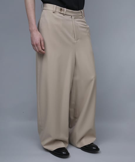RECYCLE POLYESTER WIDE PANTS/BEIGE
