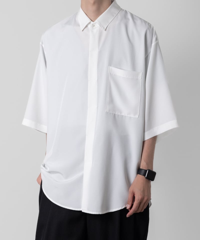 Crepe de Chine half sleeve shirts/WHITE | ato A
