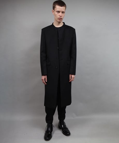 round neck coat/BLACK