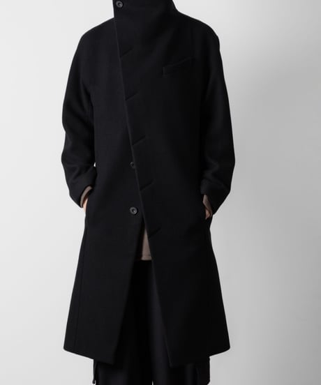 ENGLAND LAMB MELTON STAND COLLAR COAT/BLACK