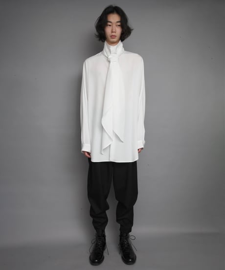 Crepe de Chine SCARF SHIRTS/WHITE