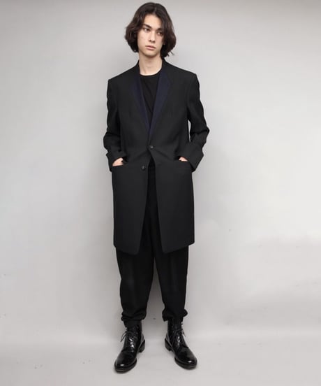 color cloth long jacket/BLACK