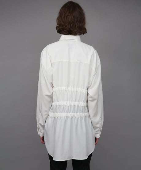 OVERSIZED SHIRRING SHIRTS/WHITE