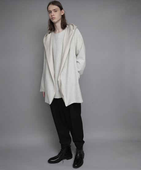 DRAPE HOOD CARDIGAN/L.GRAY