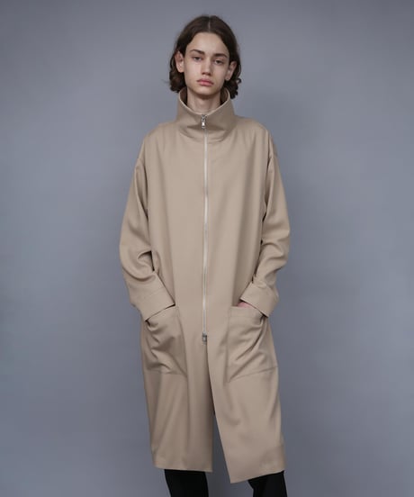 RECYCLE POLYESTER STAND COLLAR COAT